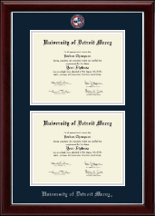 University of Detroit Mercy Masterpiece Medallion Double Diploma Frame in Gallery Silver