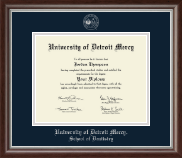 University of Detroit Mercy diploma frame - PhD - Dentistry - Silver Embossed Diploma Frame in Devonshire