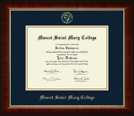 Mount Saint Mary College Gold Embossed Diploma Frame in Murano