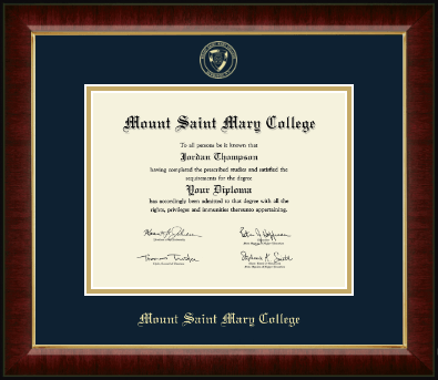 Mount Saint Mary College diploma frame - Gold Embossed Diploma Frame in Murano