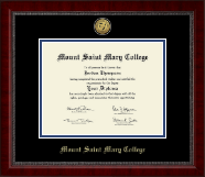 Mount Saint Mary College Gold Engraved Medallion Diploma Frame in Sutton