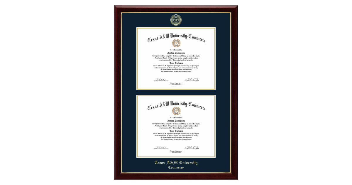 Double Diploma Frame in Gallery Texas A&M University Commerce Item
