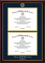 Texas A&M University - Commerce diploma frame - Double Diploma Frame in Gallery
