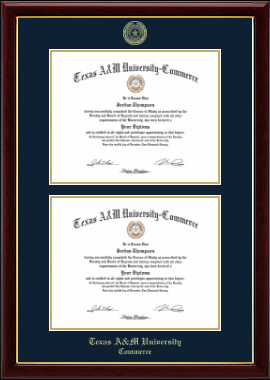 Texas A&M University - Commerce diploma frame - Double Diploma Frame in Gallery