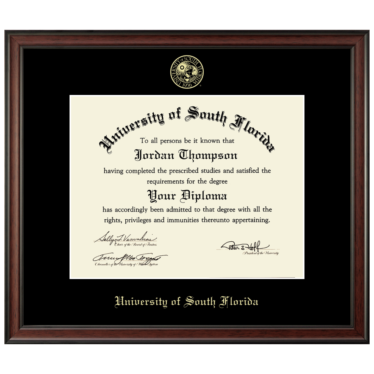 Master's/PhD Gold Embossed Diploma Frame in Studio University of South Florida Item 336455