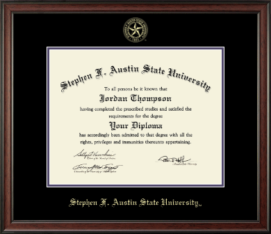 Stephen F. Austin State University diploma frame - Gold Embossed Diploma Frame in Studio