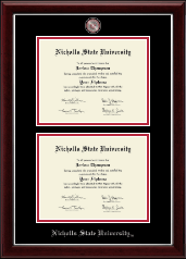 Nicholls State University Masterpiece Medallion Double Diploma Frame in Gallery Silver