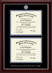 Southern Connecticut State University Masterpiece Medallion Double Diploma Frame in Gallery Silver