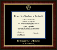 The University of Alabama Huntsville Gold Embossed Diploma Frame in Murano