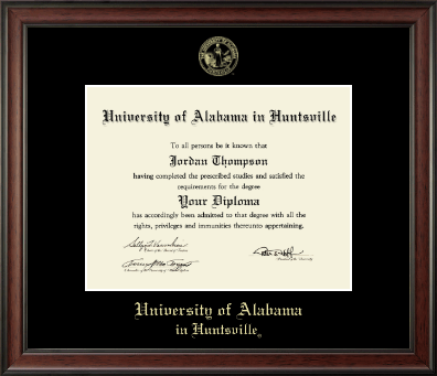The University of Alabama Huntsville diploma frame - Gold Embossed Diploma Frame in Studio