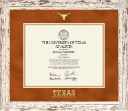 The University of Texas at Austin diploma frame - Gold Embossed Longhorn Diploma Frame in Barnwood White