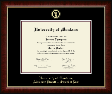 University of Montana Missoula diploma frame - Gold Embossed Diploma Frame in Murano