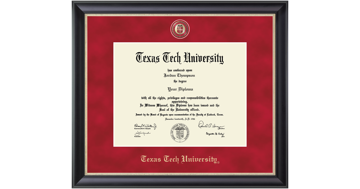 Texas Tech Merch Custom Diploma Frames & Certificate Frames - Framing ...