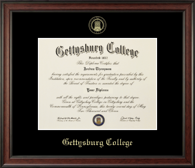 Gettysburg College diploma frame - Gold Embossed Diploma Frame in Studio