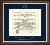 Columbia University Silver Embossed Diploma Frame in Devonshire