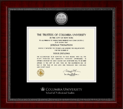 Columbia University certificate frame - Silver Engraved Medallion Certificate Frame in Sutton