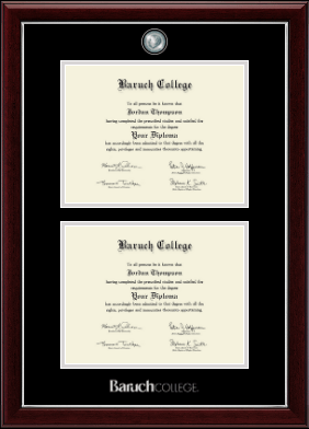 Baruch College diploma frame - Masterpiece Medallion Double Diploma Frame in Gallery Silver