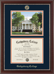 Gettysburg College diploma frame - Campus Scene Masterpiece Medallion Diploma Frame in Chateau