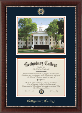 Gettysburg College diploma frame - Campus Scene Masterpiece Medallion Diploma Frame in Chateau