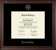 Lasell College Gold Embossed Diploma Frame in Studio