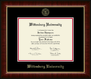 Wittenberg University  Gold Embossed Diploma Frame in Murano