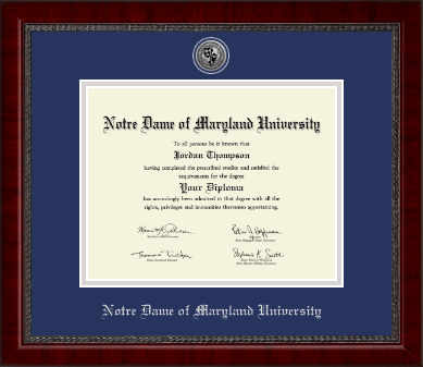 Notre Dame of Maryland University diploma frame - Silver Engraved Medallion Diploma Frame in Sutton