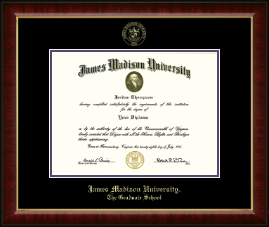 James Madison University diploma frame - Gold Embossed Diploma Frame in Murano