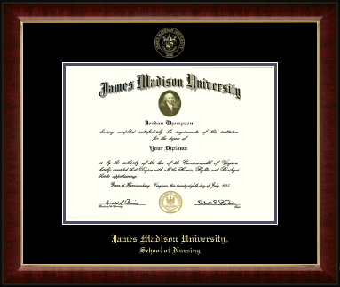 James Madison University diploma frame - Gold Embossed Diploma Frame in Murano