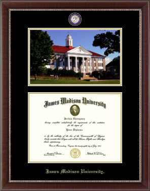James Madison University diploma frame - Campus Scene Masterpiece Diploma Frame in Chateau