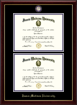 James Madison University Masterpiece Medallion Double Diploma Frame in Gallery
