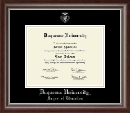 Duquesne University diploma frame - Silver Embossed Diploma Frame in Devonshire