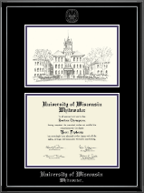 University of Wisconsin Whitewater diploma frame - Campus Scene Overly Edition Diploma Frame in Onexa Silver