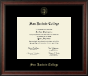 San Jacinto College Gold Embossed Diploma Frame in Studio