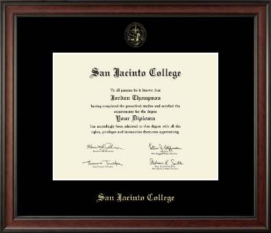 San Jacinto College diploma frame - Gold Embossed Diploma Frame in Studio