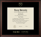 Emory Oxford College Gold Embossed Diploma Frame in Studio