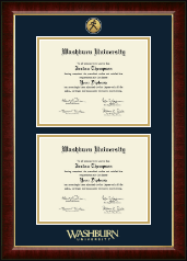 Washburn University Gold Engraved Double Diploma Frame in Murano