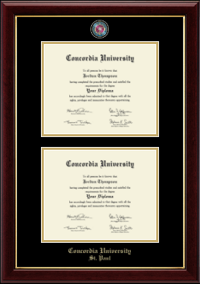 Concordia University Saint Paul Minnesota diploma frame - Masterpiece Medallion Double Diploma Frame in Gallery