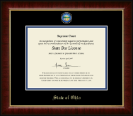 State of Ohio Masterpiece Medallion Certificate Frame in Murano