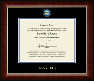 State of Ohio certificate frame - Masterpiece Medallion Certificate Frame in Murano