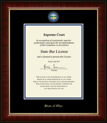 State of Ohio certificate frame - Masterpiece Medallion Certificate Frame Vertical in Murano