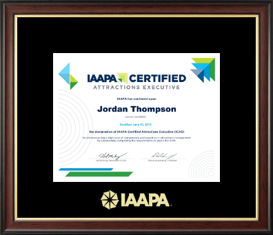 International Association of Amusement Parks and Attractions certificate frame - Gold Embossed Certificate Frame in Studio Gold