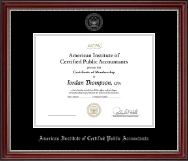 American Institute of Certified Public Accountants Silver Embossed Certificate Frame in Kensington Silver