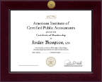American Institute of Certified Public Accountants Century Gold Engraved Certificate Frame in Cordova