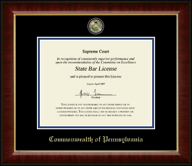 Commonwealth of Pennsylvania diploma frame - Masterpiece Medallion Diploma Frame in Murano