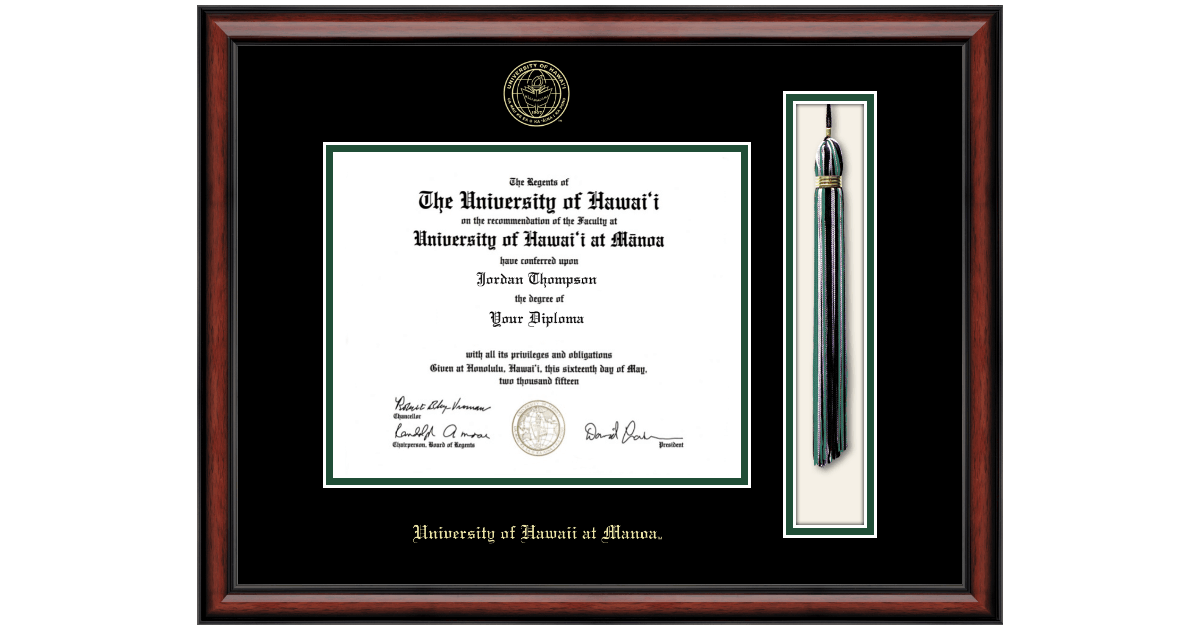Tassel & Cord Diploma Frame in Southport University of Hawaii at Manoa
