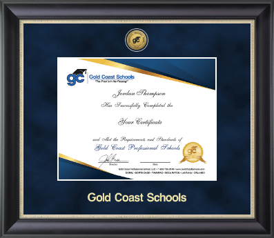 Gold Coast Schools certificate frame - Gold Engraved Medallion Certificate Frame in Noir