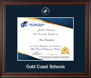 Gold Coast Schools Silver Embossed Certificate Frame in Studio