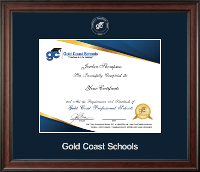 Gold Coast Schools certificate frame - Silver Embossed Certificate Frame in Studio