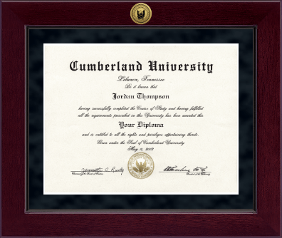 Cumberland University diploma frame - Millennium Gold Engraved Diploma Frame in Cordova
