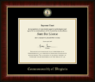 Commonwealth of Virginia Masterpiece Medallion Certificate Frame in Murano